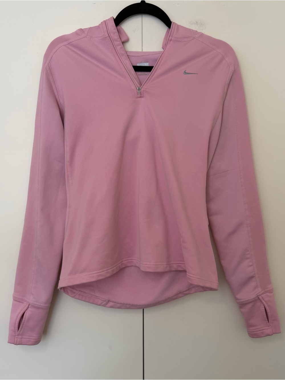 Nike Pink Long-Sleeve Quarter Zip Pullover Hoodie